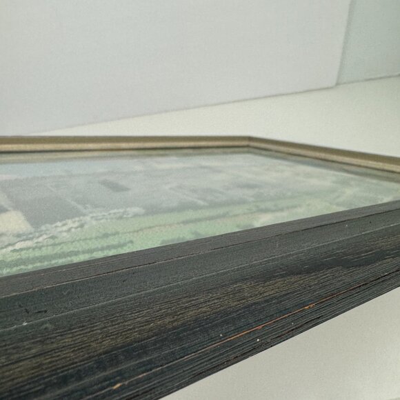 Vtg Wall Framed Needlepoint Art Work Craft Completed Church Building Tree Sky - Picture 11 of 11